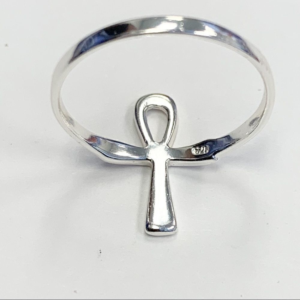 925 Sterling Silver Ankh Cross Ring - Picture 3 of 15